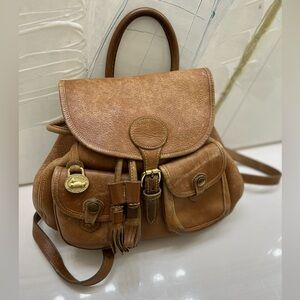Vtg 90s Dooney Bourke Canyon Backpack Purse Leather MADE IN USA Brass